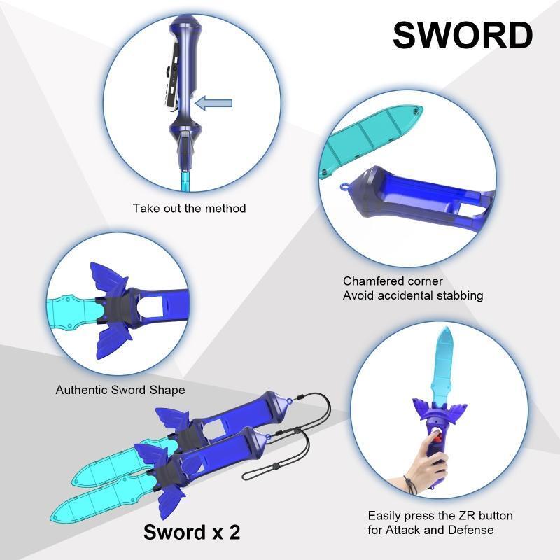 Switch Sports Game Accessories Set with Leg Strap Wrist Band Grip Rocket Sword