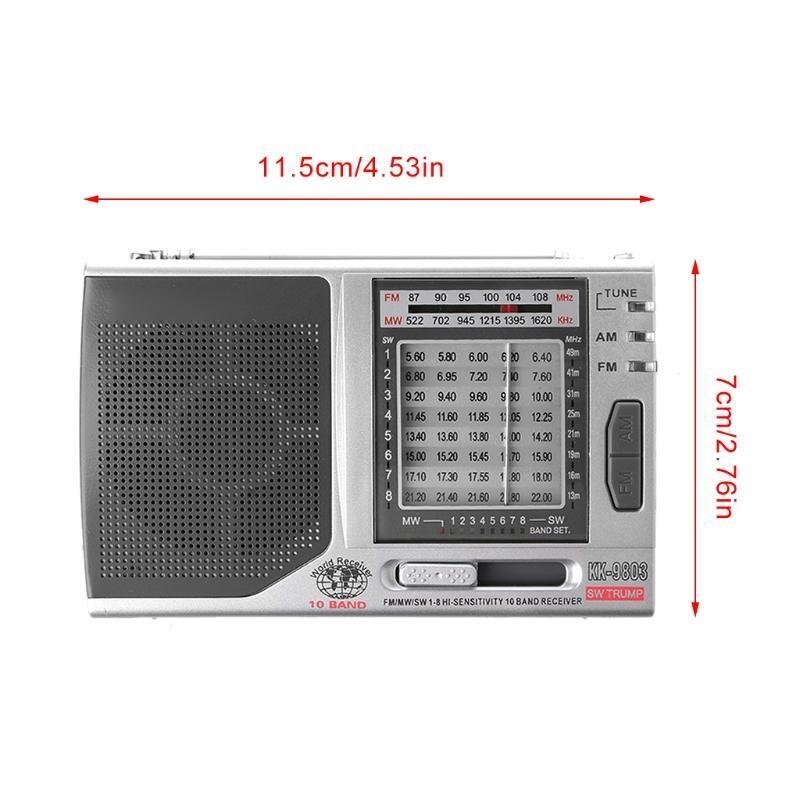 KK-9803 FM/MW/SW1-8 Full 10 Band Hi-Sensitivity Radio Receiver With Folding