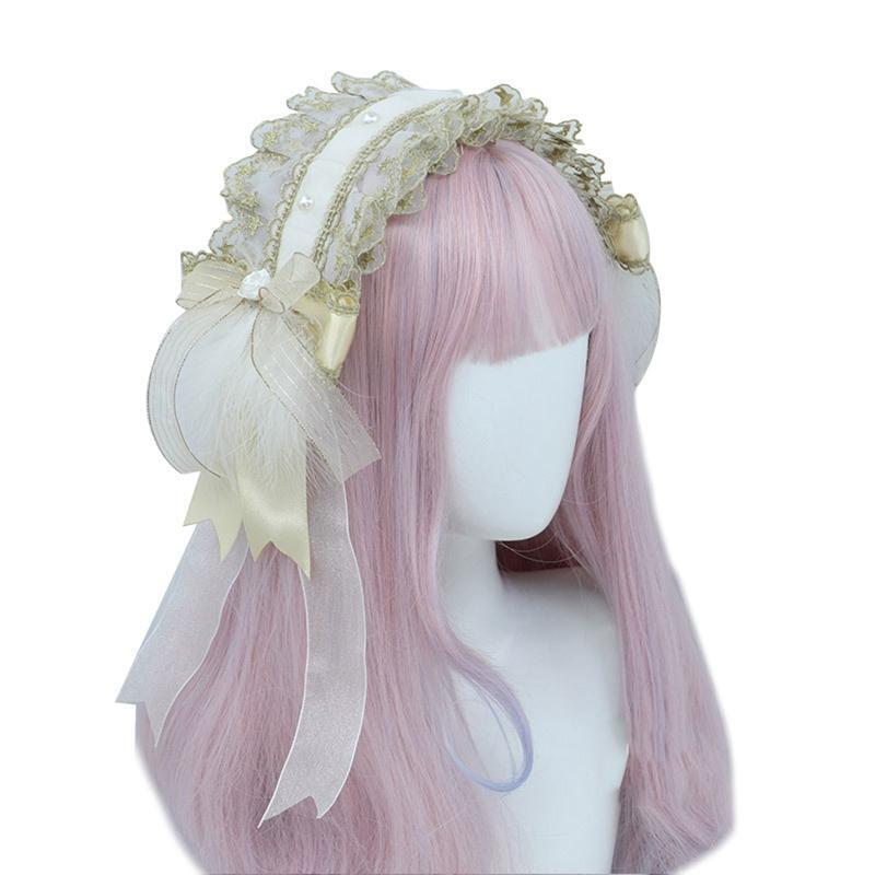 Women Pleated Laces Head Hoop with Tassel Make Up Ornaments Party Hairwear