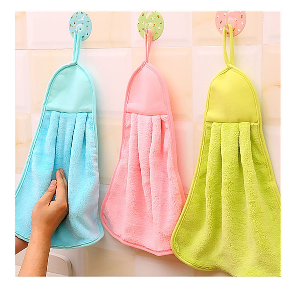 33*20cm Dish Cloth Coral Velvet Super Absorbent Hand Towel Hanging Cloth