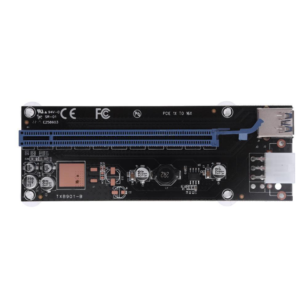 PCI-E Express 1x to 16x Extender Riser Card 6Pin USB3.0 Cable for BTC Miner