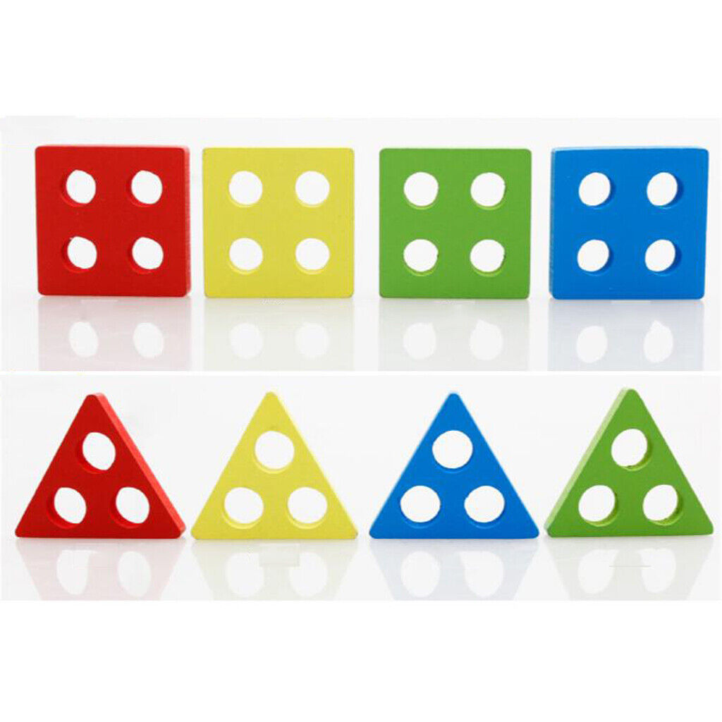 Wooden Shape Blocks Montessori Educational  Baby Toddler Shape Matching