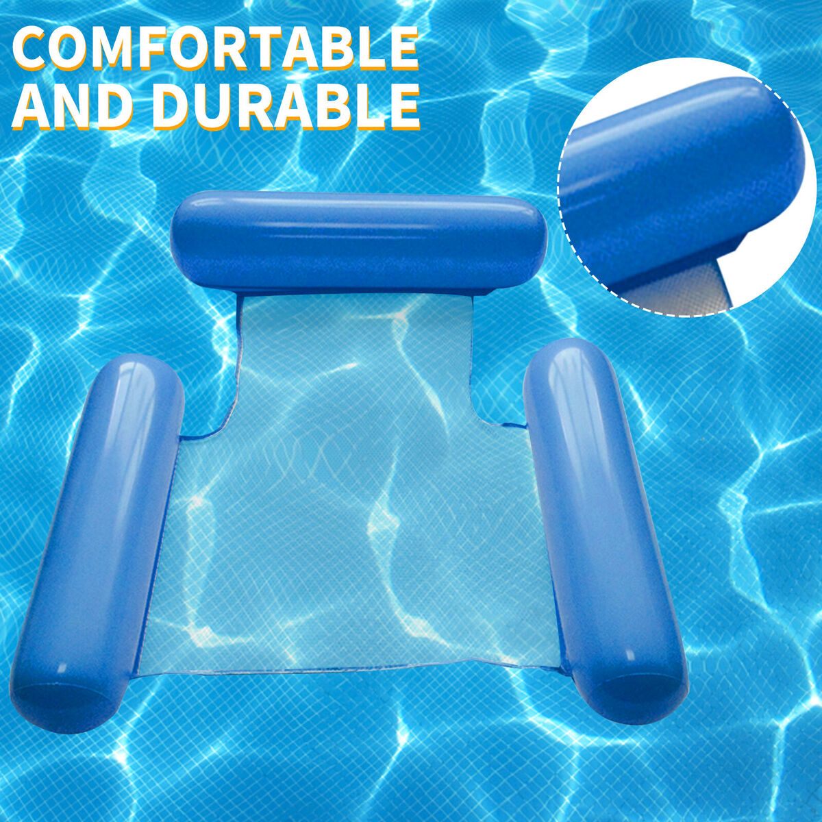 Water Inflatable Floating Net Chair/Swimming Pipes Net Pockets (Dark Blue)