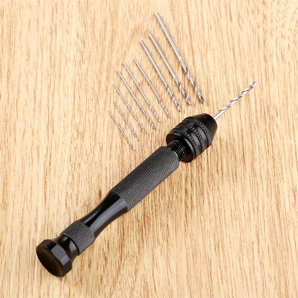 New Mini Micro Hand Drill + 10Pcs Twist Drills for Wood Jewerlry Plastic Rubber
