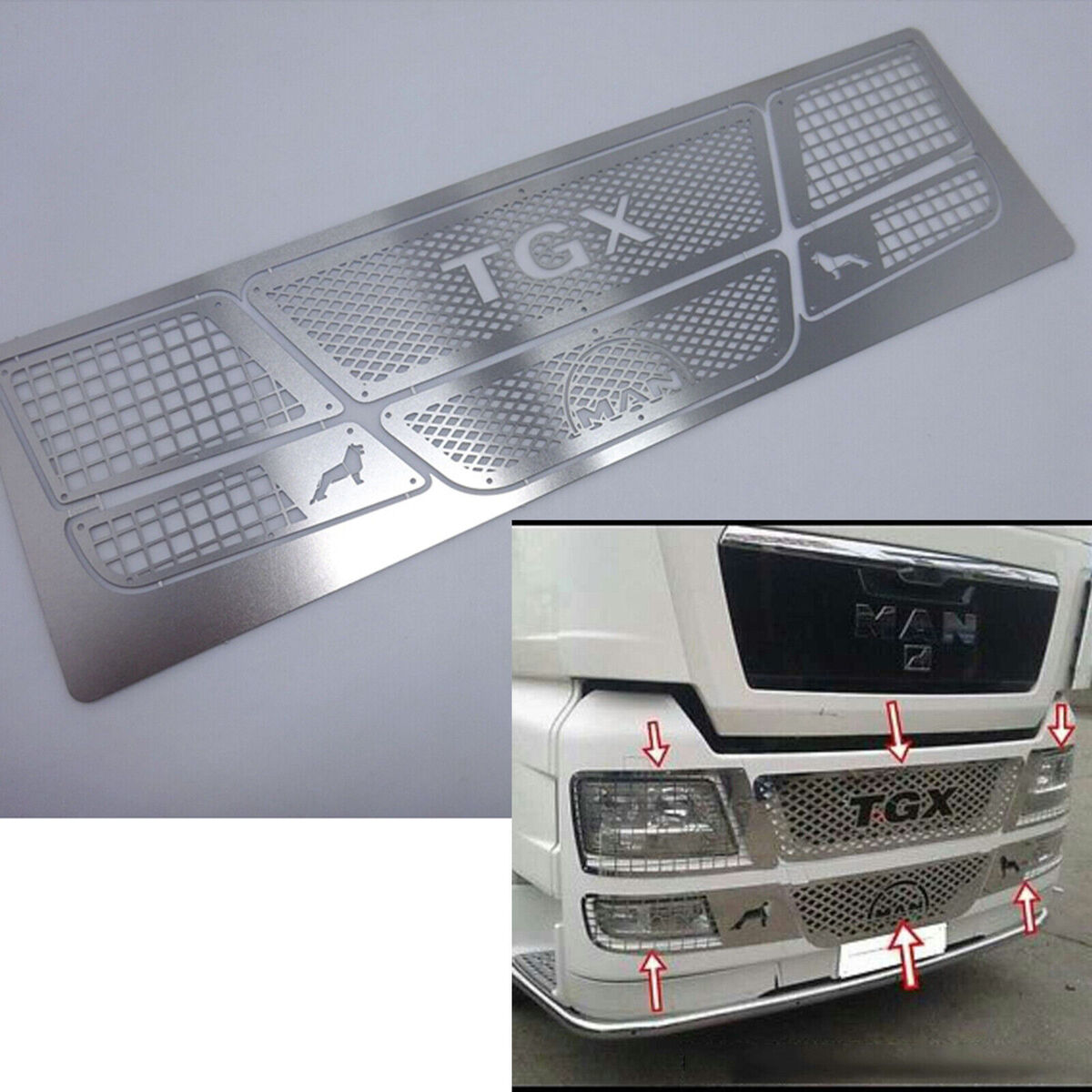 Front Harrow Guard Grill For 1/14 TAMIYA MAN TGX 56325 56329 Tractor Truck Car