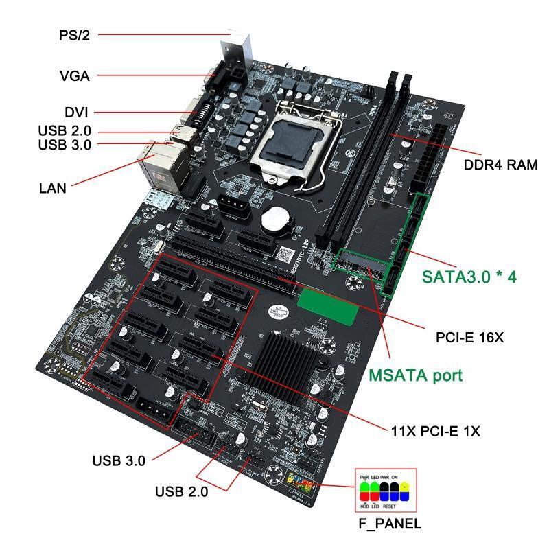 Motherboard B250B BTC CPU Miner Motherboard DDR4 12 PCI-E Graphics Card LGA 1151