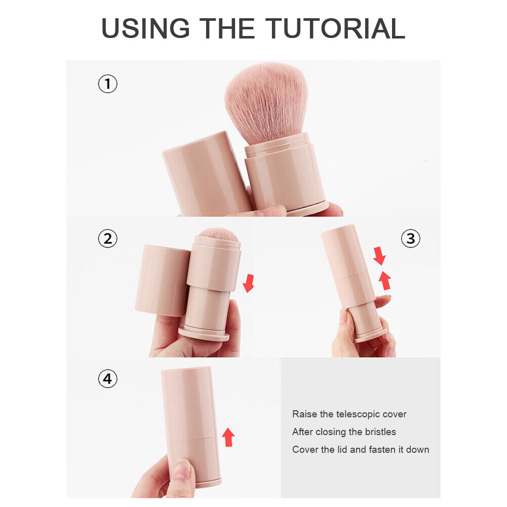 1pcs Makeup Brushes Retractable Powder Foundation Face Loose Brush (Pink)