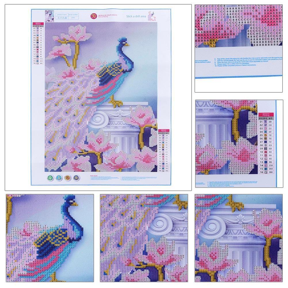 Magnolia Peacock 5D Diamond Painting Embroidery DIY Cross Stitch Home Decor