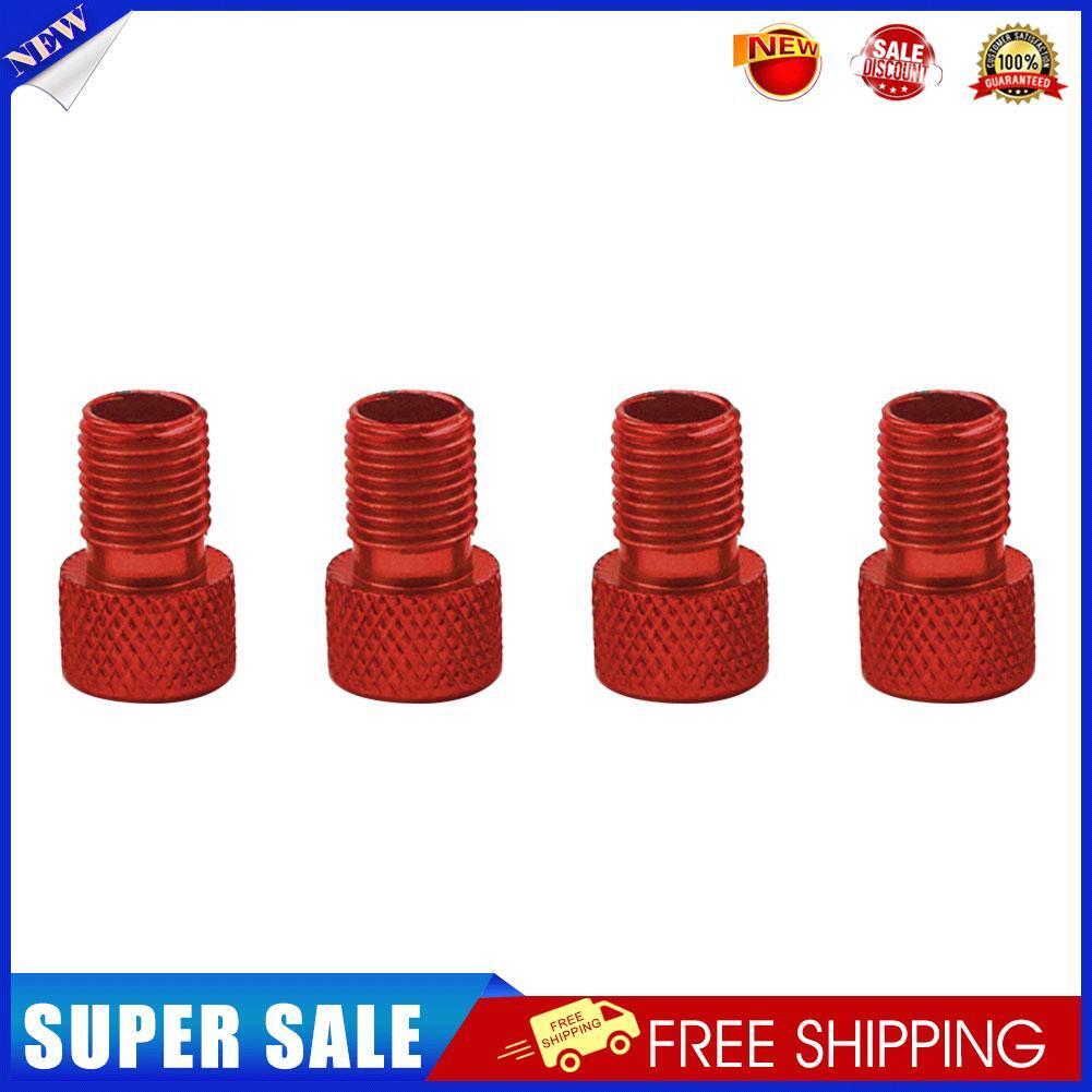 4x Presta to US Bike Tire Valve Adaptor Converter Aluminum Adapter (Red)