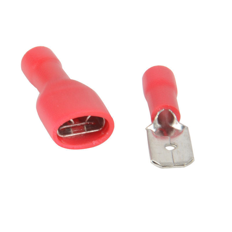 100PC Electrical Wire Connector Insulated Crimp Terminals Spade Red Assorted Set