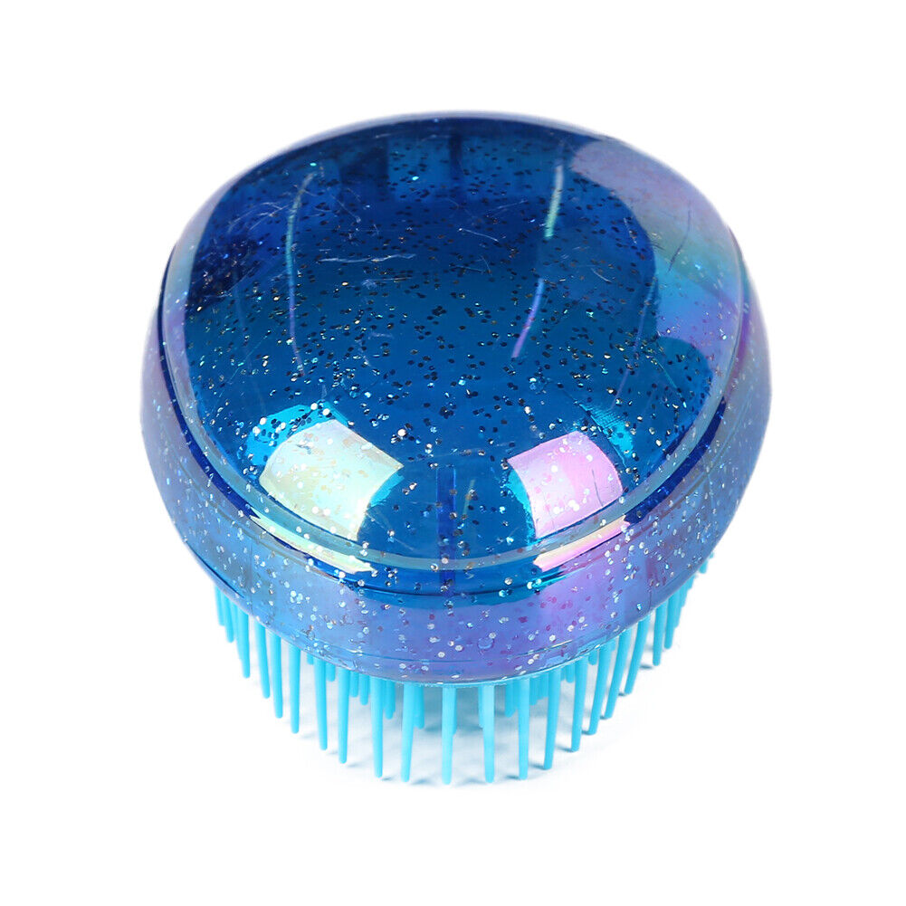 Hair Brush Egg Round Portable Hair Brushes Salon Detangling Comb (Blue)