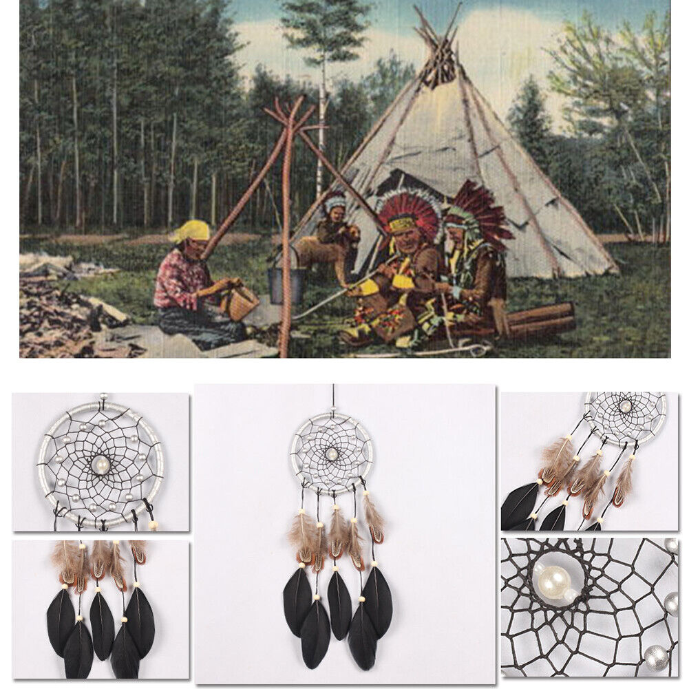 Black Feather Dream Catcher Feather Bead Wall Hanging Decor Home Decoration