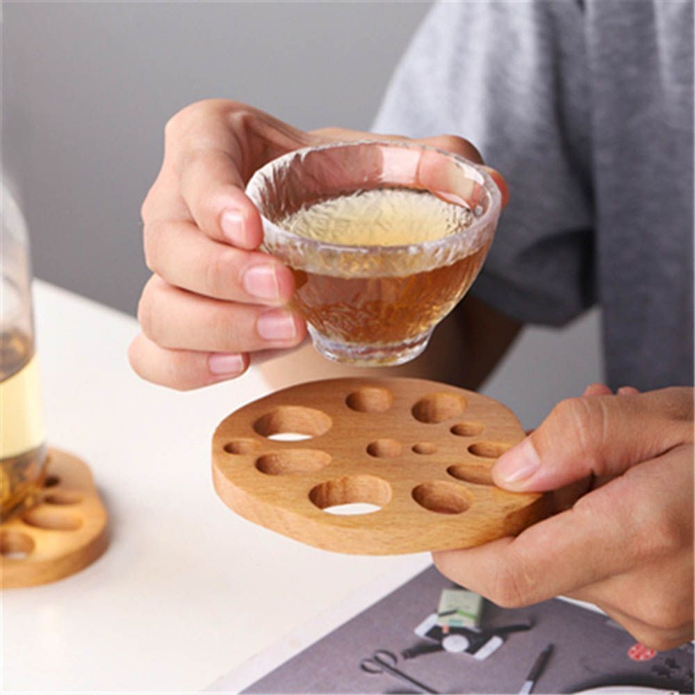 Coasters Dining Decor Coffee Mug Pad Tea Cup Mats Lotus Root Slice Wood Pads