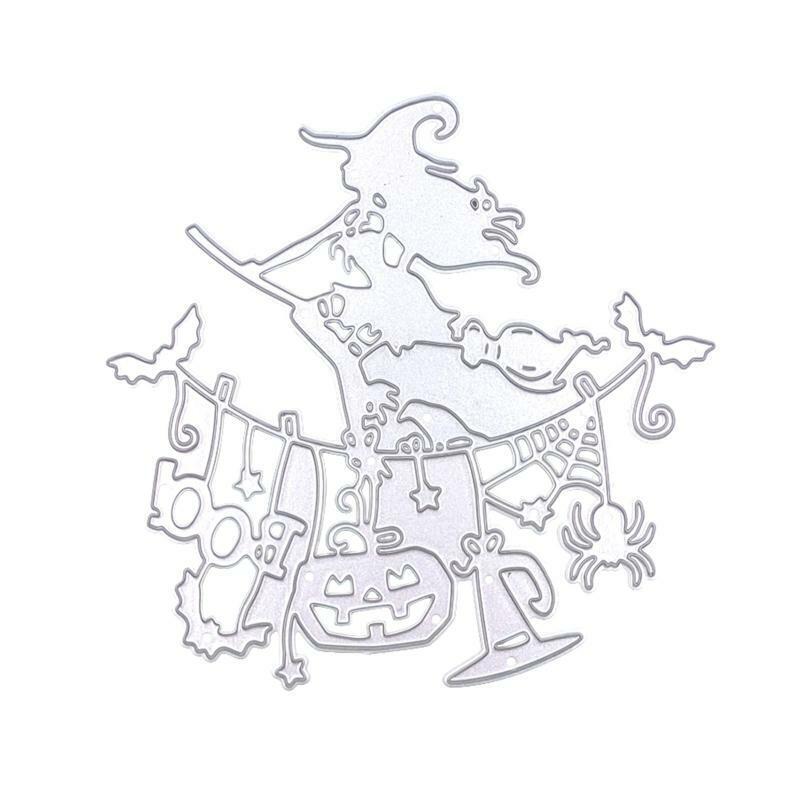 Flying Witch with Bat Garland Metal Cutting Dies Stencil DIY Embossing Template