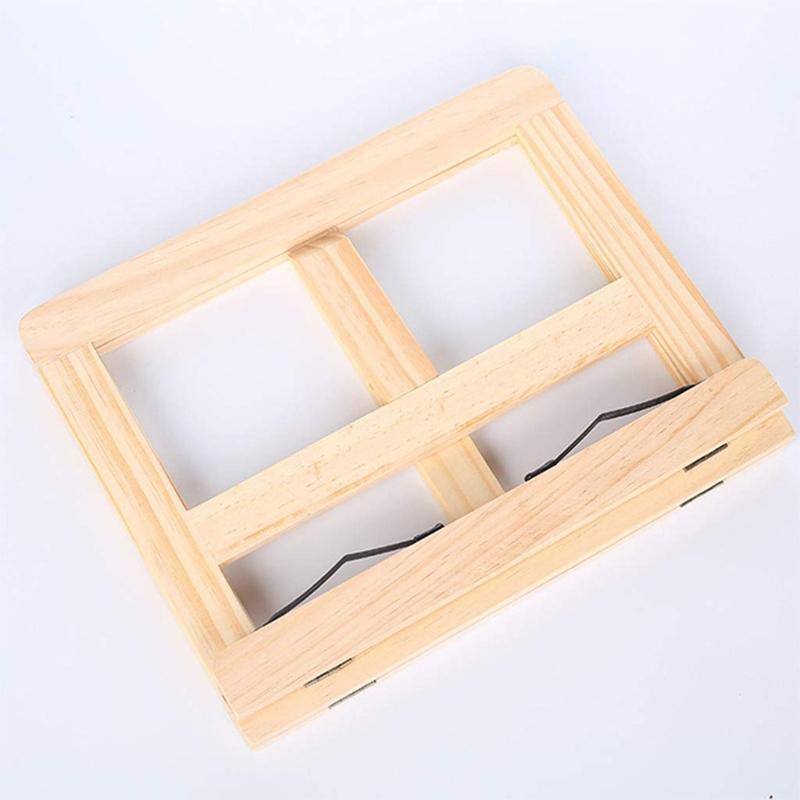 Wood Book Stand Reading Rest Cook Book Recipe Holder with Metal Page Paper Clips