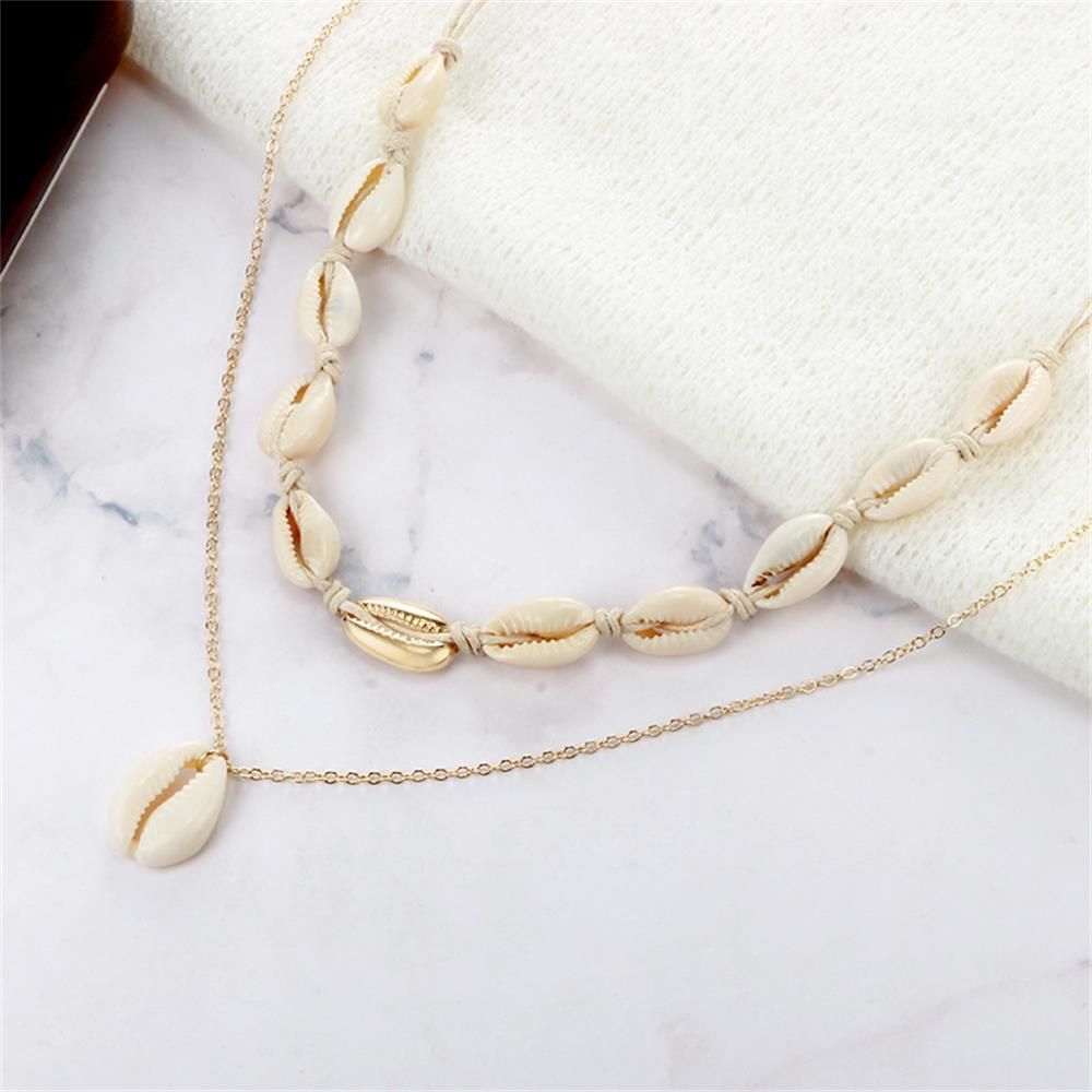 Choker Cowry Seashell Pendant Multilayer Shell Necklace Bohemian Beach Jewelry