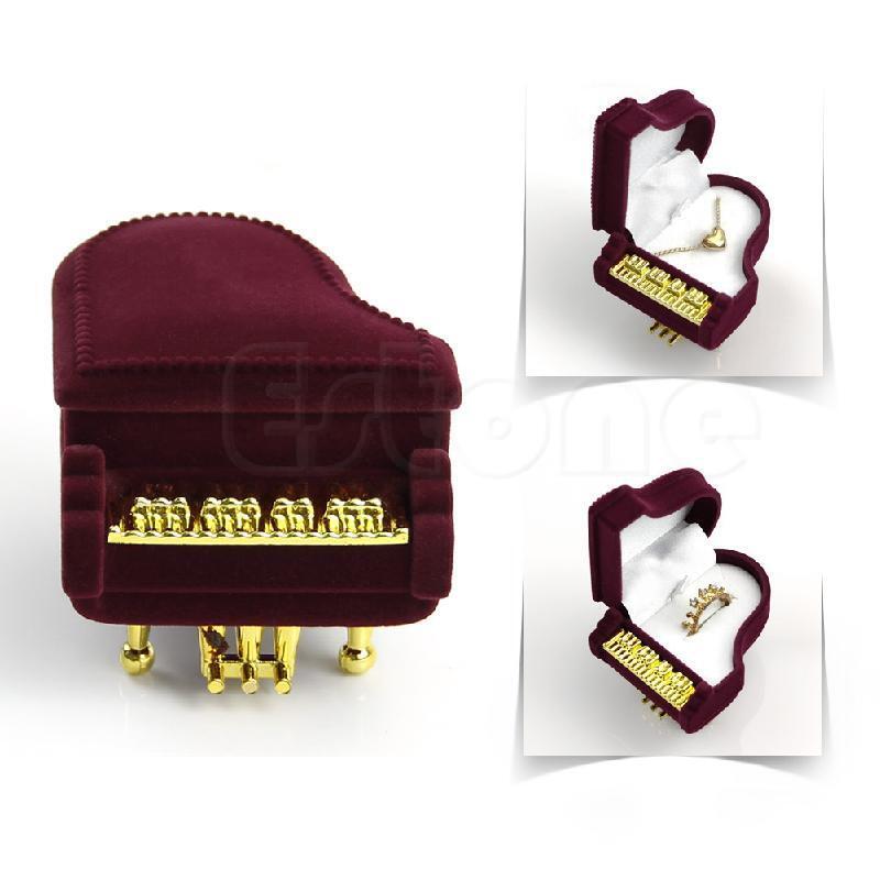 Velvet Piano Ring Elegant Box Earring Pendant Jewelry  Wedding ring Case