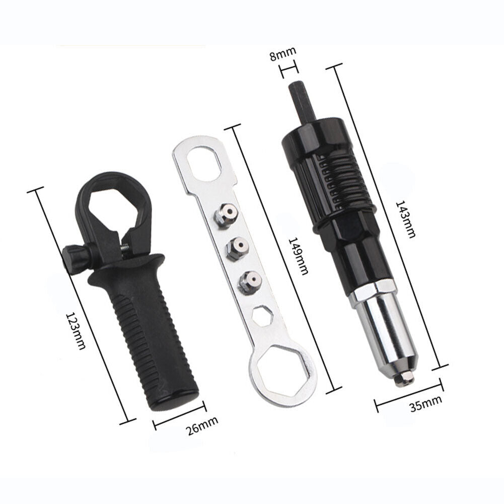2.4-4.8mm Electric Rivet Gun Adapter Insert Cordless Rivet Nut Tools Kit