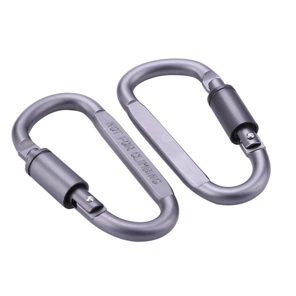 2Pcs Screw Lock D-Shaped Carabiner Hook Keyring Clip Camping Outdoor Sports