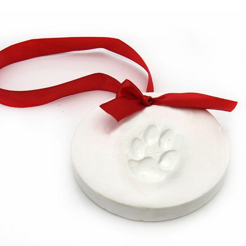 Air-Dries Soft Commemorative Paw Print Inkpad with Red Ribbon Christmas Ornament