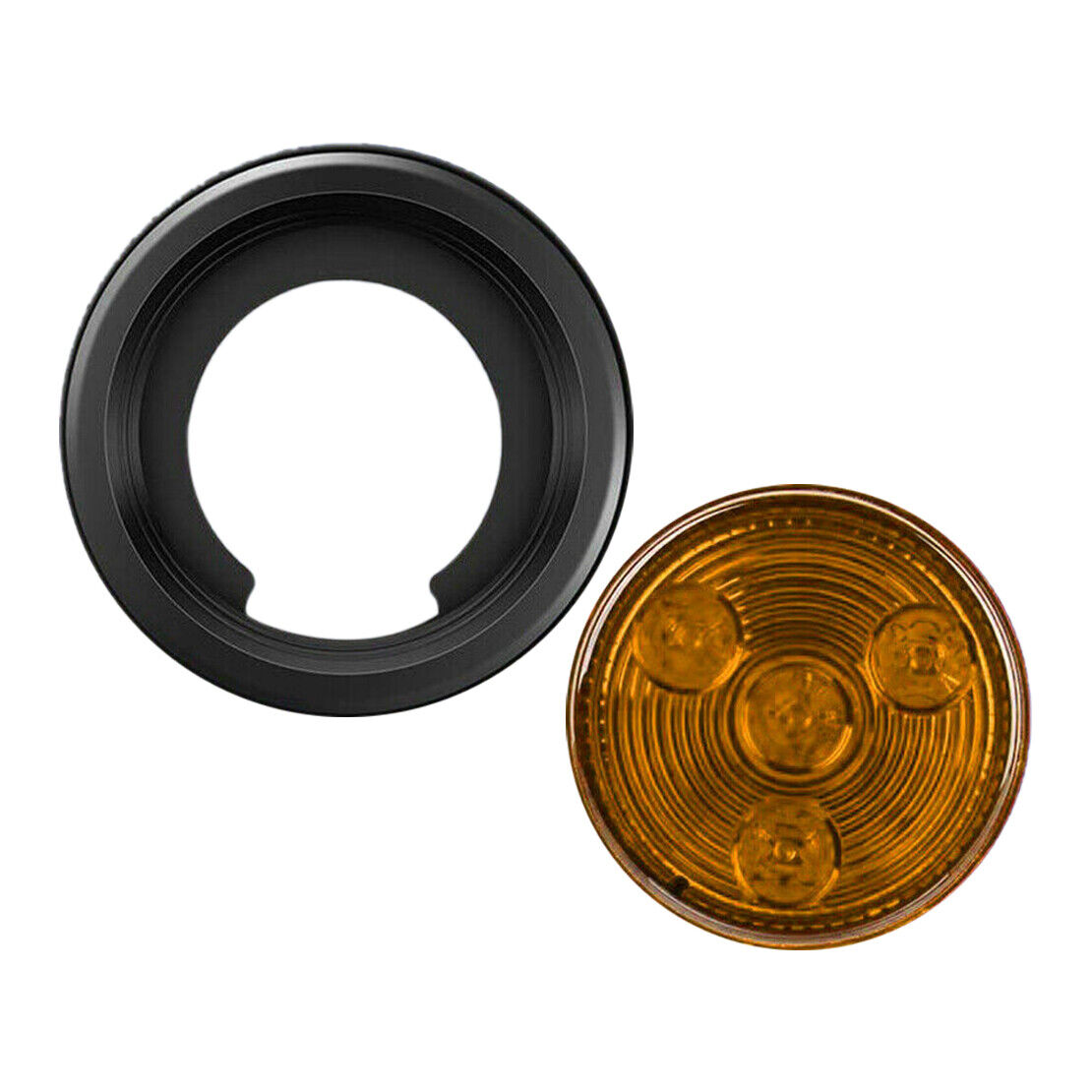 2pcs 4LED 2inch Amber Round Side Marker Clearance Tail Light For Truck Trailer