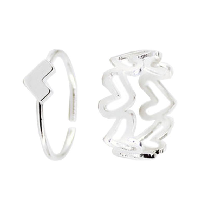 Hollowed Heart Shape Open Ring Set Design Cute Fashion Love Jewelry For Women