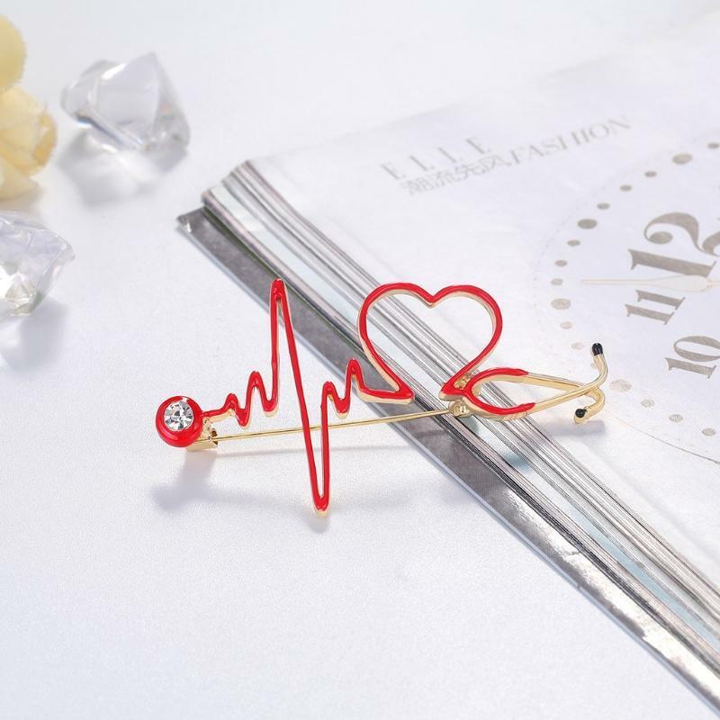 Medical Medicine Lapel Pin Electrocardiogram Brooch for DIY Hat Cloth Decoration