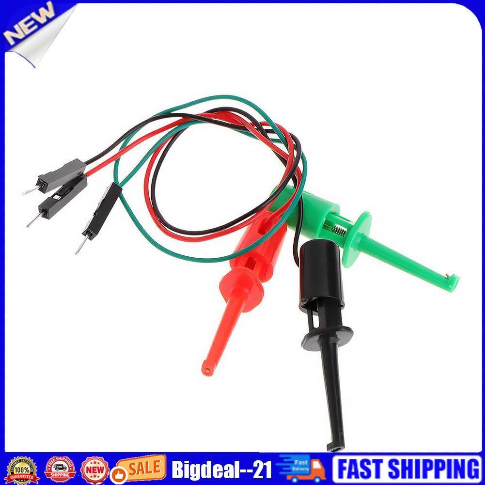 3pcs Test Hook Testing Clip Transistor Tester with Male Head DuPont Line