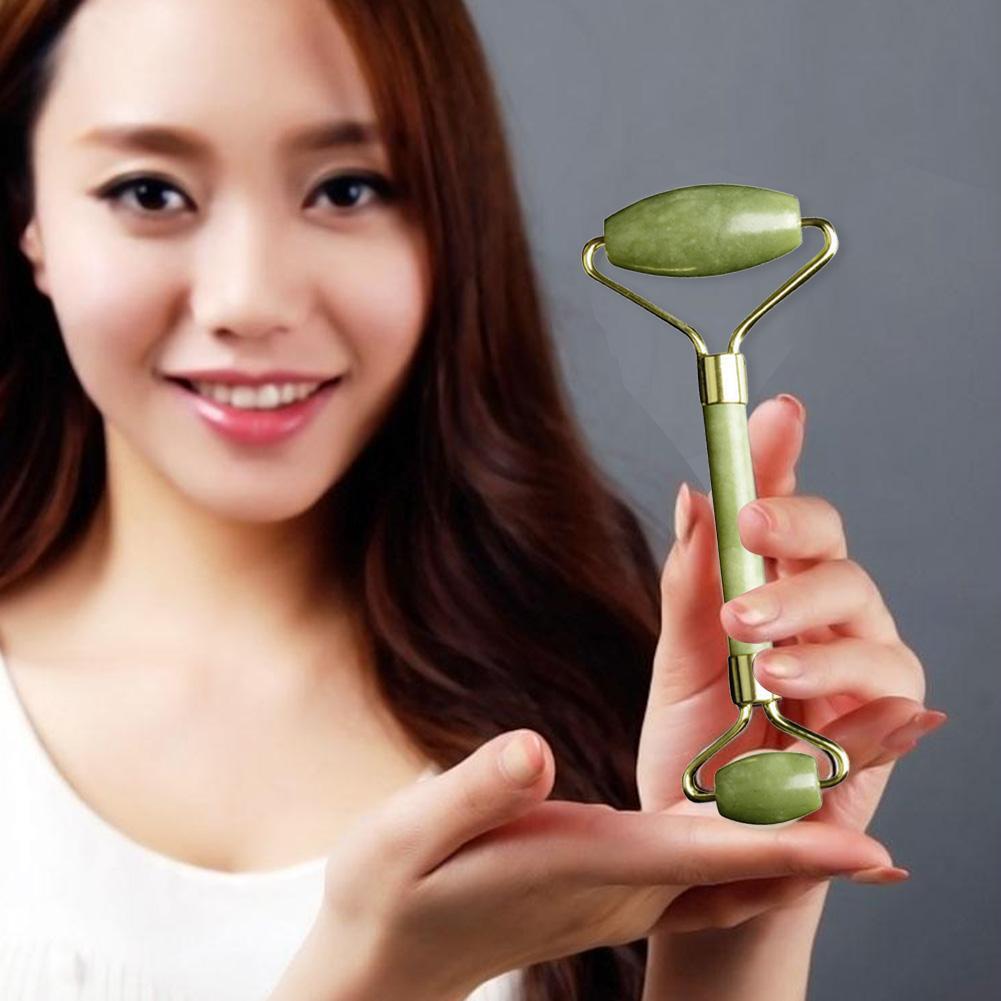 2pcs Natural Jade Face Roller Guasha Board SPA Therapy Skin Beauty Care