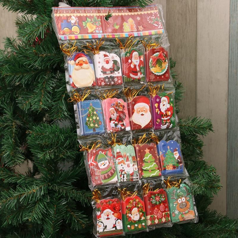 1 Set Mini Christmas Greeting Cards Hanging Card for Christmas Tree Present