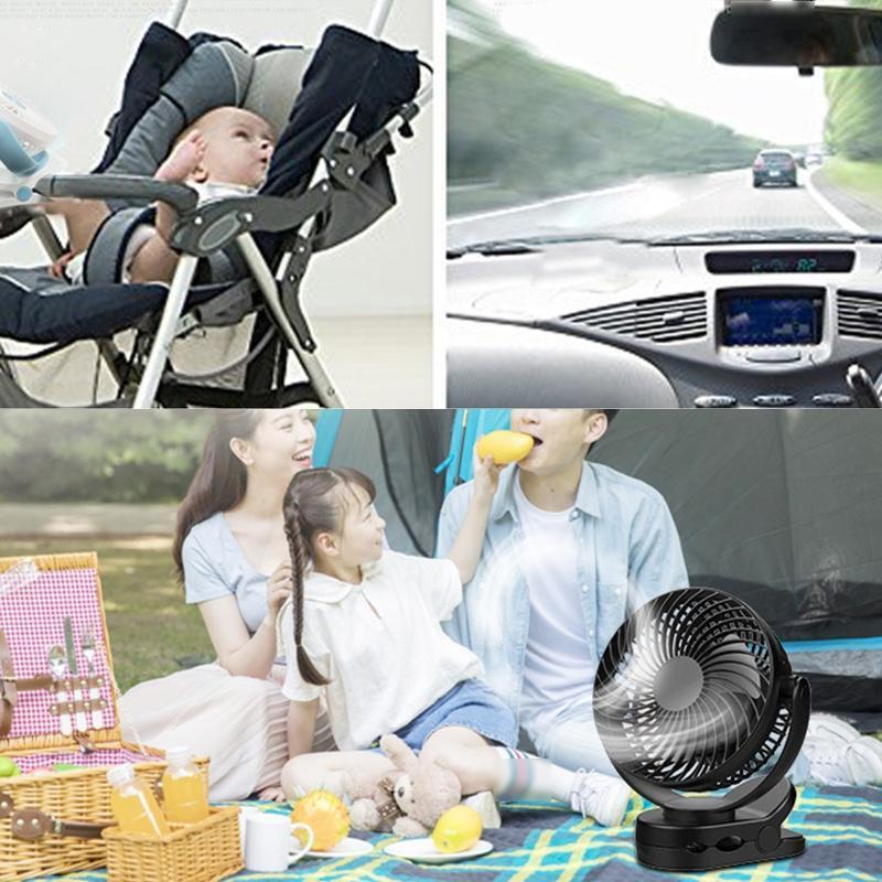 8000mAh Rechargeable Portable Fan Battery Operated Clip on Fan USB Fan 3 Speeds