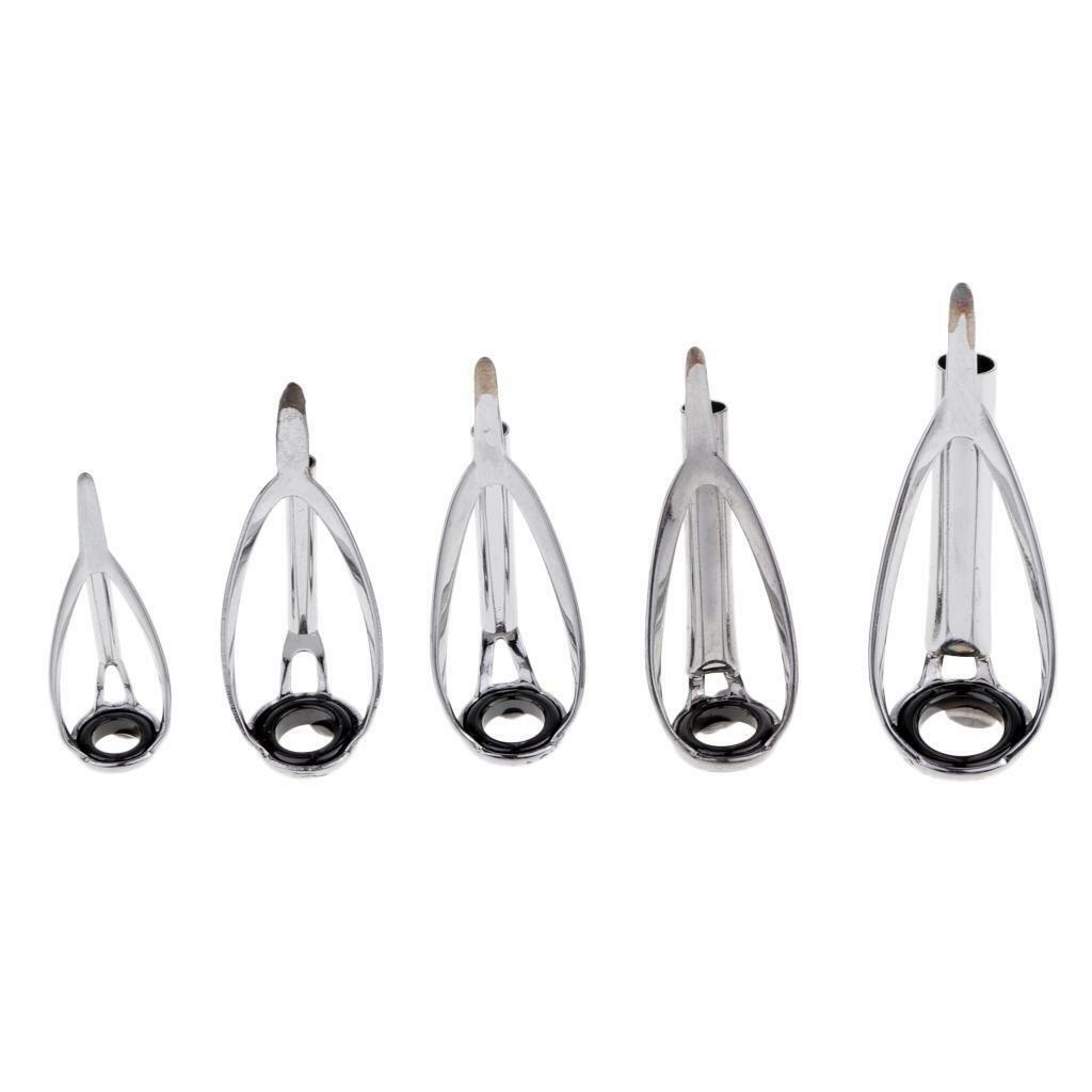 Set of 5 Fishing Rod Guides  Eye Ring DIY Rod Repair Kits Mixed Sizes