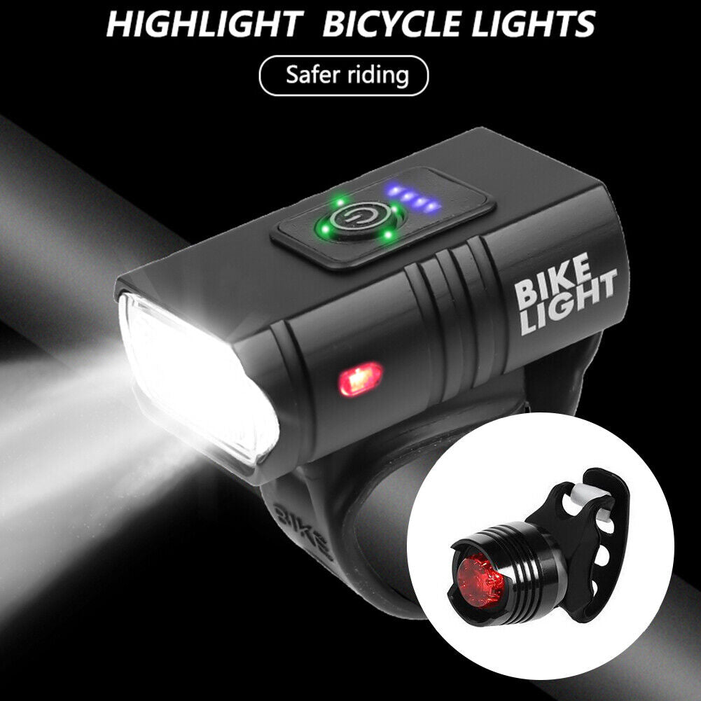 2xT6 Bicycle Light LED Cycling USB Rechargeable 800LM Front Taillight Set