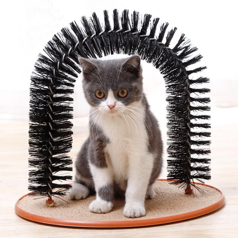Self Grooming Cat Arch Brush Carpet Base Groomer Massager Scratcher Hair Cleaner