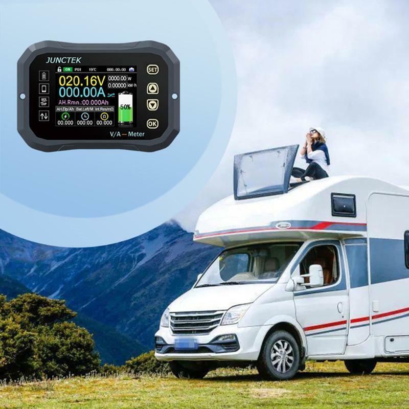 Battery Coulometer with Voltage Current Display Power Temperature KW Gauge Meter