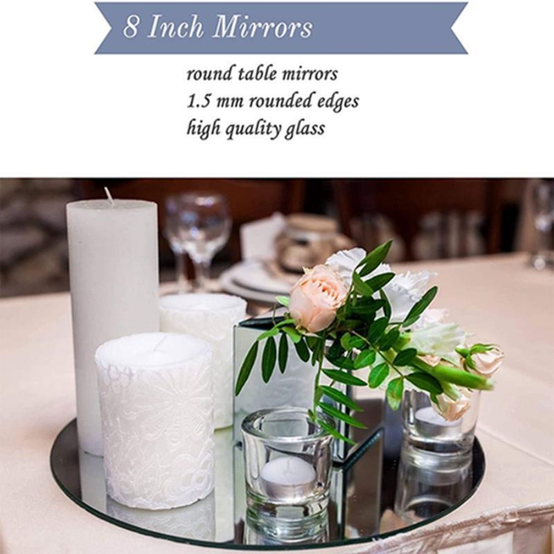 Round Acrylic Mirror Tray 8inch Circle Candle Mirror Plate Decor Accessory
