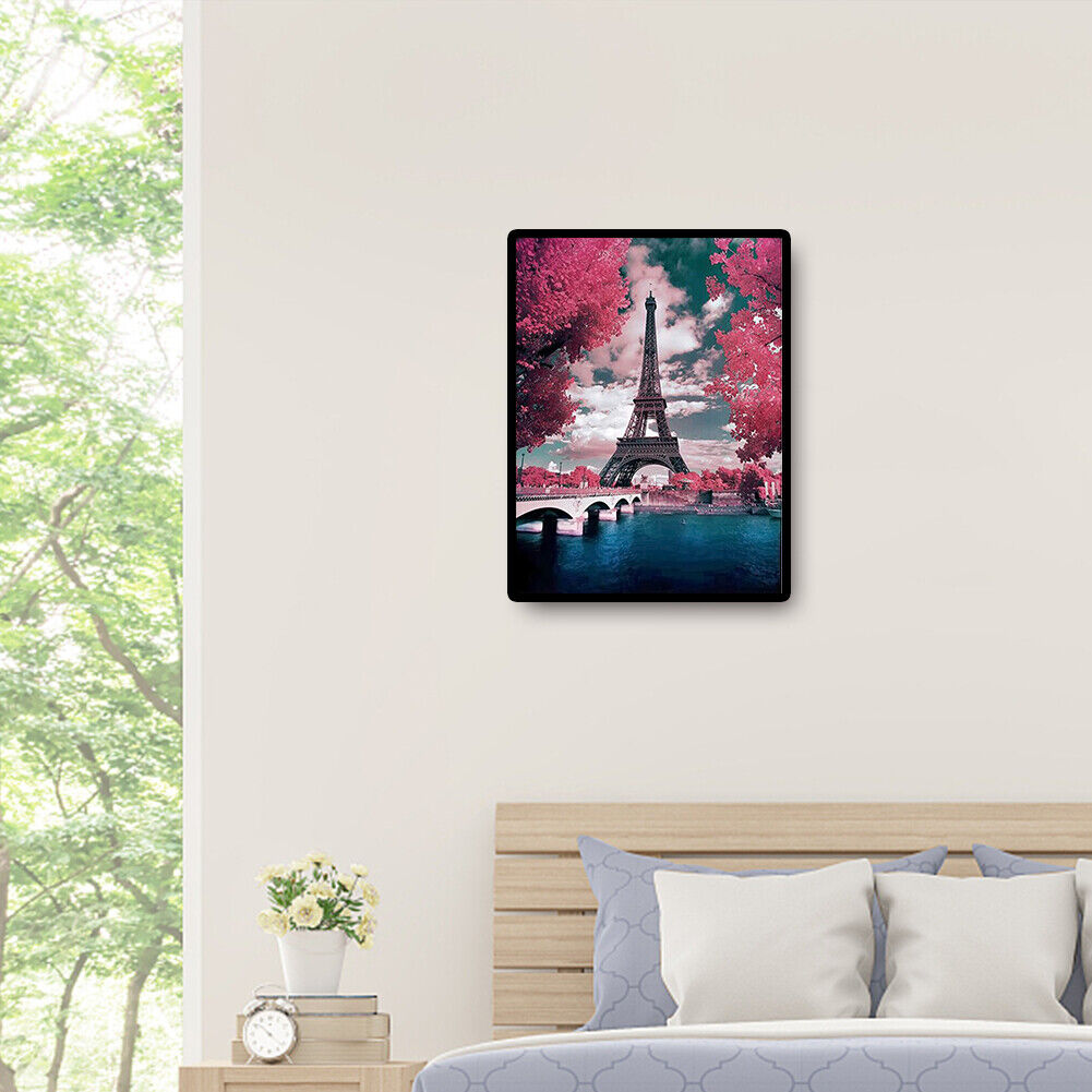 Full Square Drill Diamond Painting DIY Romantic Eiffel Tower Cross Stitch