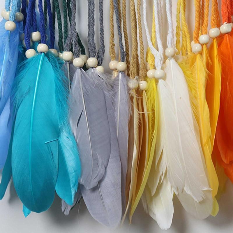 Colorful Dream Catchers Handmade Feather Native American Circular Net for Kids