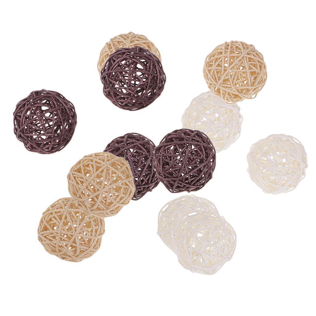12Set 7cm Wicker Rattan Balls Home Christmas Wedding Party Decorative Crafts