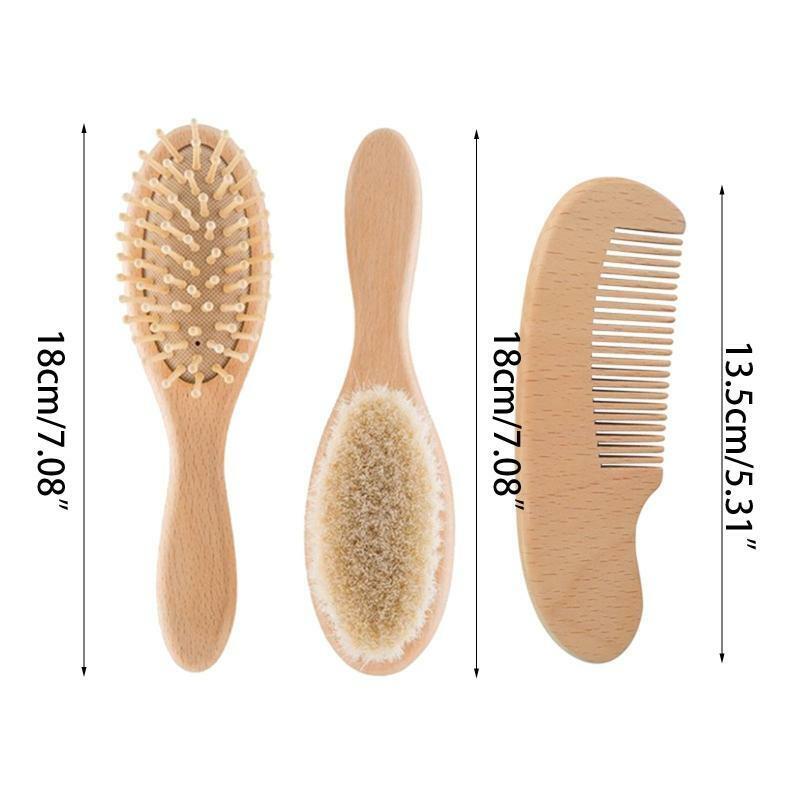 Baby Hair Comb 3pcs/set Beech Wool Hair Brush Head Comb Head Massager