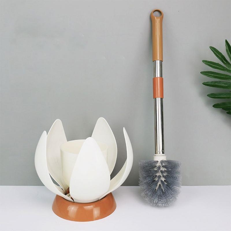 Modern Design Toilet Brush and Holder Automatic Opening and Closing Lotus Holder