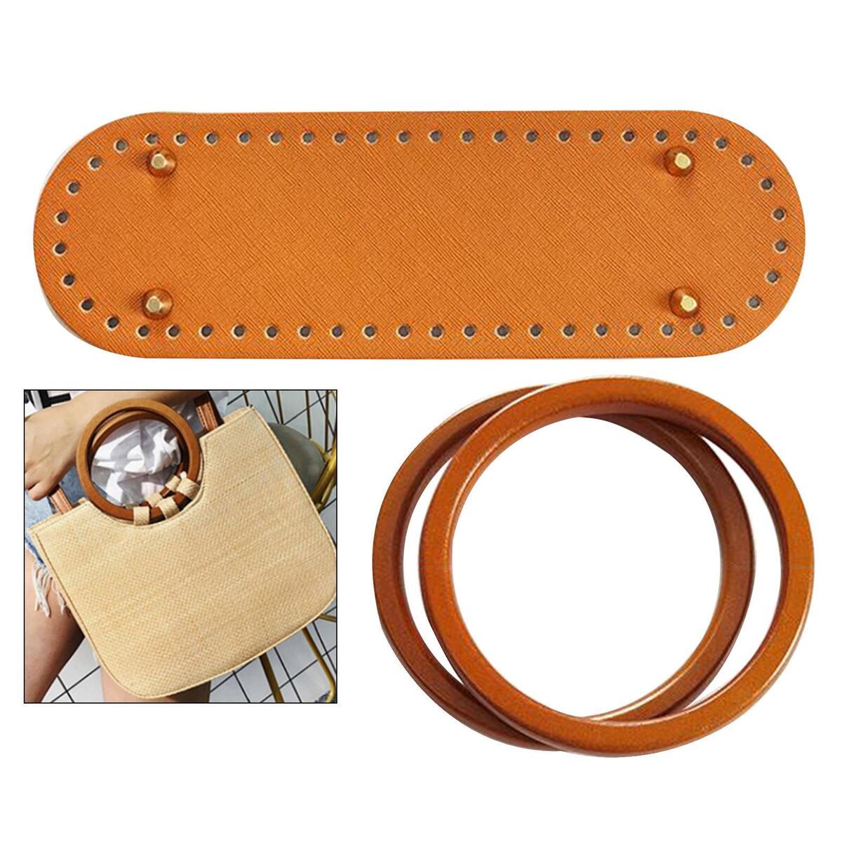 2x PU Leather DIY Bags Bottom Pads Weaving Bags Insert Cushion Purses Parts