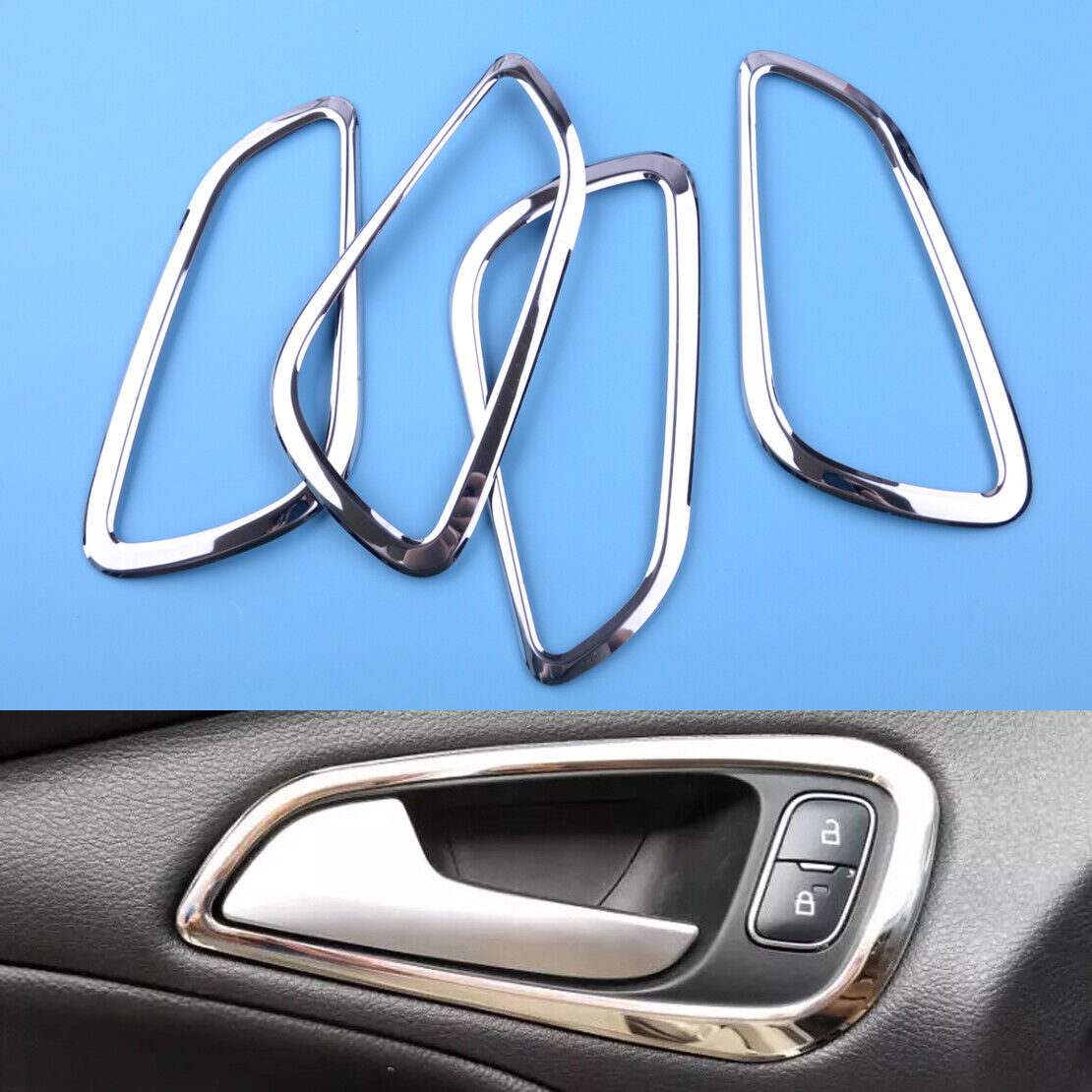 4Pcs Inner Door Handle Frameative Cover Trim fit for Ford Focus Mk3 12-14 Lid