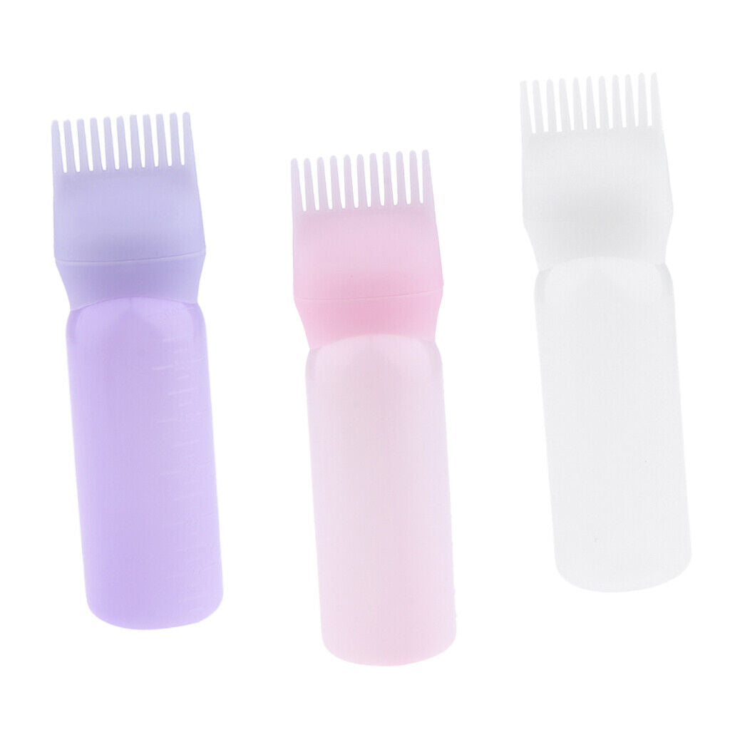 3pcs Empty 60ml Hair Dyeing Bottle Comb Highlight Coloring Applicator Brush