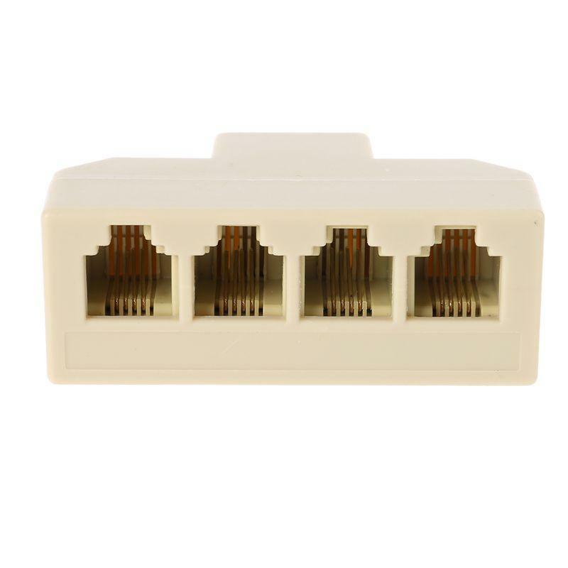 4-Way RJ11 Telephone Plug to RJ11 Socket Adapter and Splitter for Landline Phone