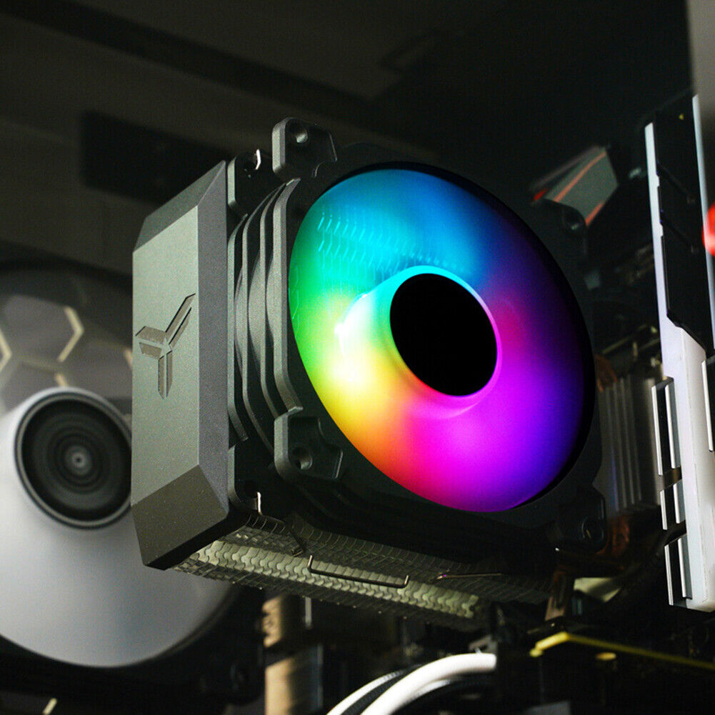 CR1200E 2 Heat Pipes CPU Cooling Fan RGB 3 Pin Heatsink Cooler Radiator