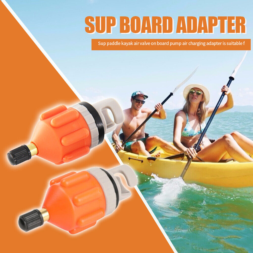 2x Rowing Boat Air Valve Kayak Surfing Paddle Board Pump Adapter (Orange)