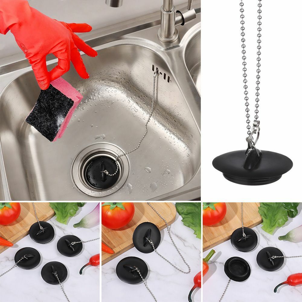 Supplies Round Drain Cover With Chain Bathtub Stopper Water Sink Plug Sewer