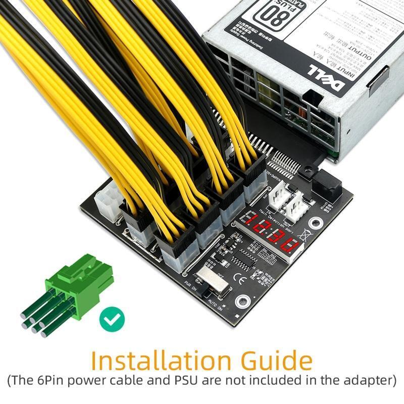 PCI-E 12V 18+12Pin to ATX 12x 6Pin Power Supply Server Adapter Breakout Board