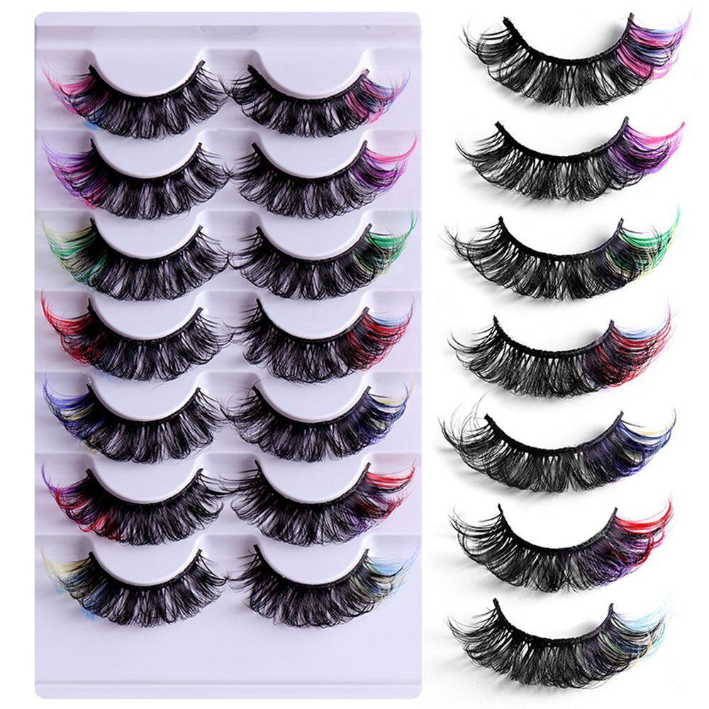 Eyelashes Dramatic Fluffy Mixed 7 Color DD Curl False Eyelahes 8D Mink Lashes